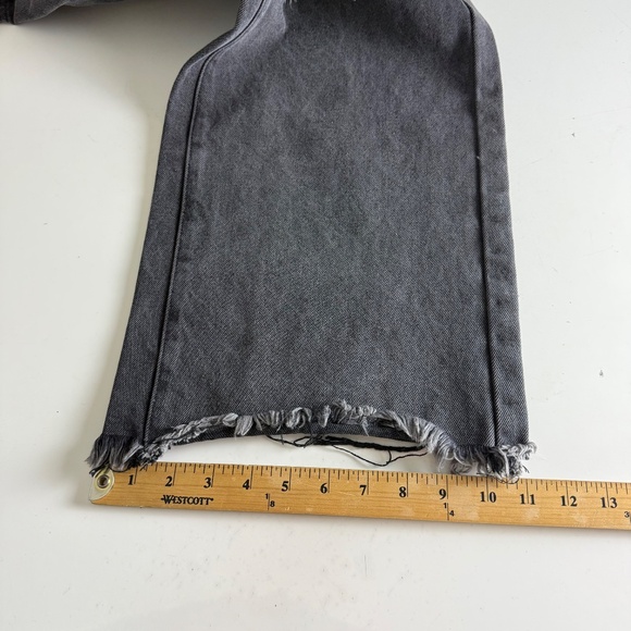 Princess Polly Distressed Wide Leg Black Denim High Rise Jeans 34 x 28 Size 10 - Picture 10 of 11